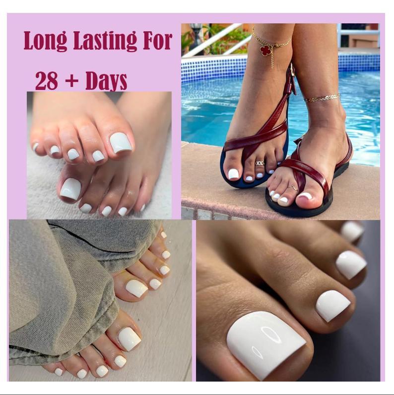 Swritatsk White Toe Nail Press Ons, Press On Toenails for Women, 150pcs White Toe Press On Nails tips, Fake Toenails Acrylic Toe Nail Tips Short Square False Toenails Artificial DIY 15 Sizes