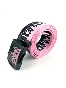 Punk Style Flame Belt - Trendy Hip-hop Street Bad Boy Personality Decoration Durable for Both Men and Women Trendy Eyelet Belt Adjustable Belts