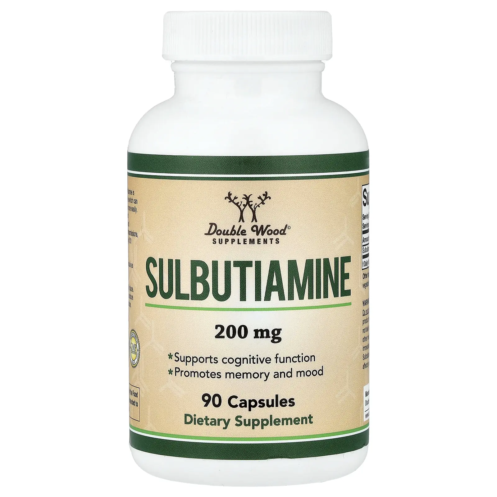 Double Wood Supplements Sulbutiamine, 200 mg, 90 Capsules
