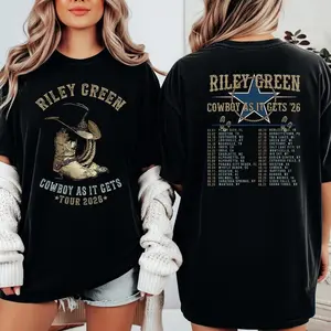Riley Green Shirt Cowboy As It Gets Tour 2026 T-Shirt, Graphic Unisex Tee, Fan Gift
