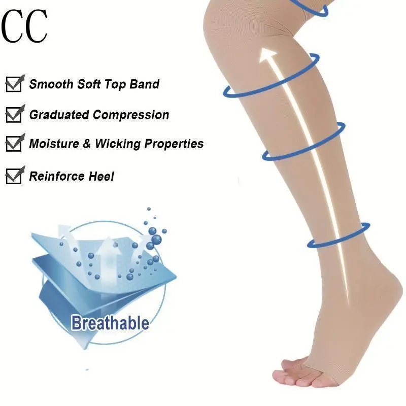 20-30 MmHg Compression Stockings For Men And Women, Thigh High Length, Dot-Top, Open Toe, Opaque Fabric Spandex Womenswear Comfort Nylon Festival Party grip socks Knit Bridal thigh high socks 20-30 MmHg Compression Stockings For Men And Women, Thigh High Length, Dot-Top, Open Toe, Opaque Fabric Spandex Womenswear Comfort Nylon Festival Party grip socks Knit Bridal thigh high socks