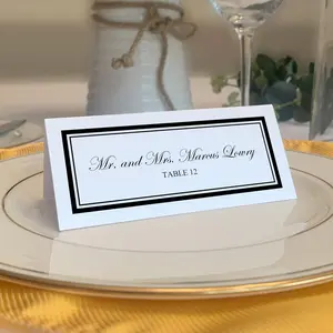 Double Line Border Printable Place Cards, Black, Set of 60 (10 Sheets), Laser & Inkjet Compatible - Wedding, Party, Dinner, and Special Events - Made in the USA