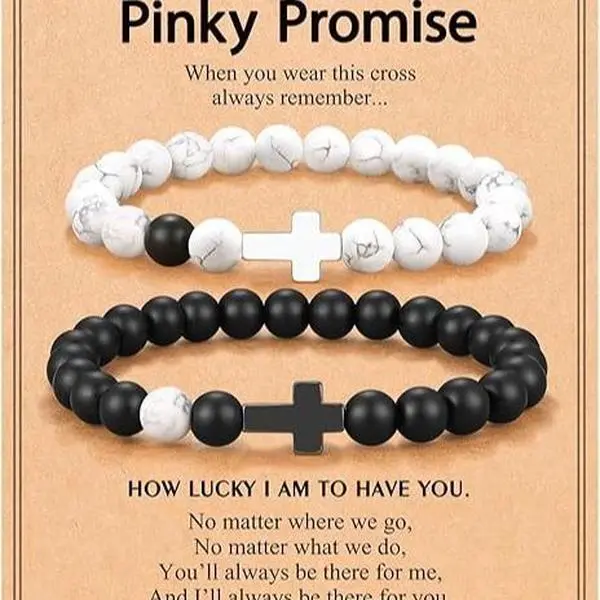 Matching Cross Bracelet for Couples, Anniversary Christmas Birthday Valentines Day Gifts for Him Her