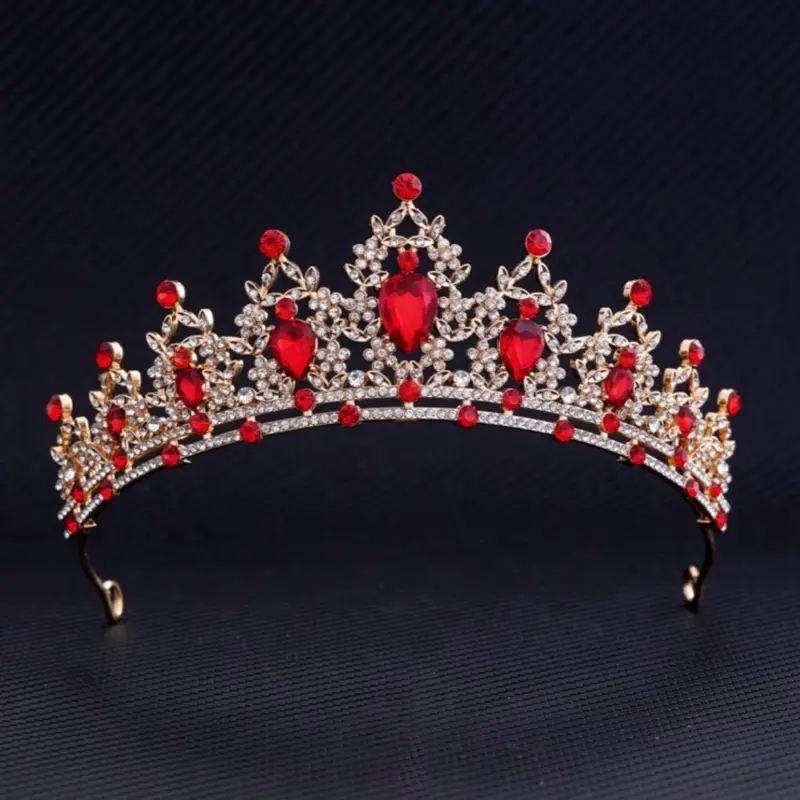 Red Luxury Crown - Elegant Red and Gold Design with Sparkling Details
