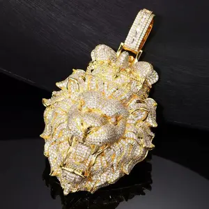 2371  Regal Crowned Lion Head Pendant | Blinged-Out Iced-Out Statement Charm for Hip Hop Streetwear Vibe outdoorfun