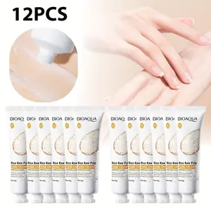 12pcs BIOAOUA Rice Original Moisturizing Hand Cream, 30g Each, with Glycerin and Rice Extract Ingredients, Moisturizes, Relieves Dryness, and Makes the Light Look Smoother and Softer. Warm Care for Autumn and Winter, Ideal Gift for Christmas, Hand Lotion