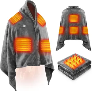 Portable USB Heated Blanket: Wearable Electric Poncho Shawl & 15s Fast Heating Wrap for Neck & Back (63"x33.5"), 3 Heat Levels, Machine Washable Soft Velvet for Office, Camping & Travel - Mother's Day & Birthday Gift