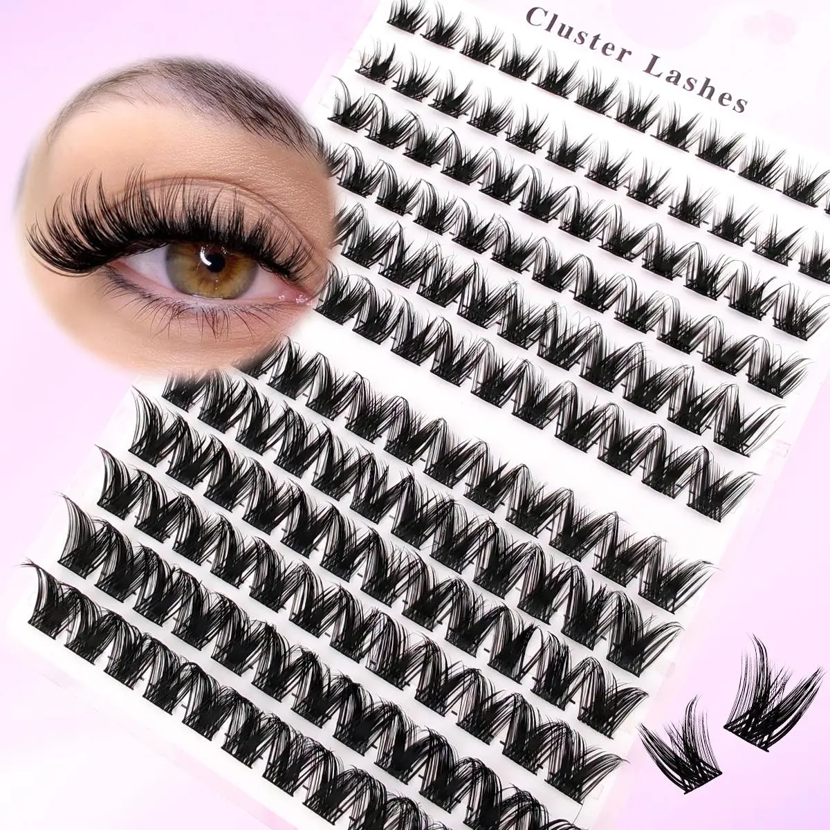 Natural Cat Eye Lashes for Everyday Use, 144 Clusters Crossed Thick Design Synthetic Cosmetic False Lashes, DIY Cluster Lashes, Eyelash Extensions, Perfect for Daily Wear, Makeup, High Quality Eyelashes