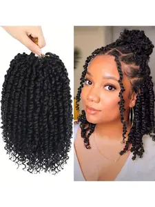 Passion Twist Hair 10 Inches 8 Packs, Pre-Twisted Passion Twist Crochet Hair for Women, Curly Crochet Hair, Short Passion Twist Extensions