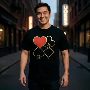 Men's Poker Graphic T-Shirt with Card Suits by CIASARA