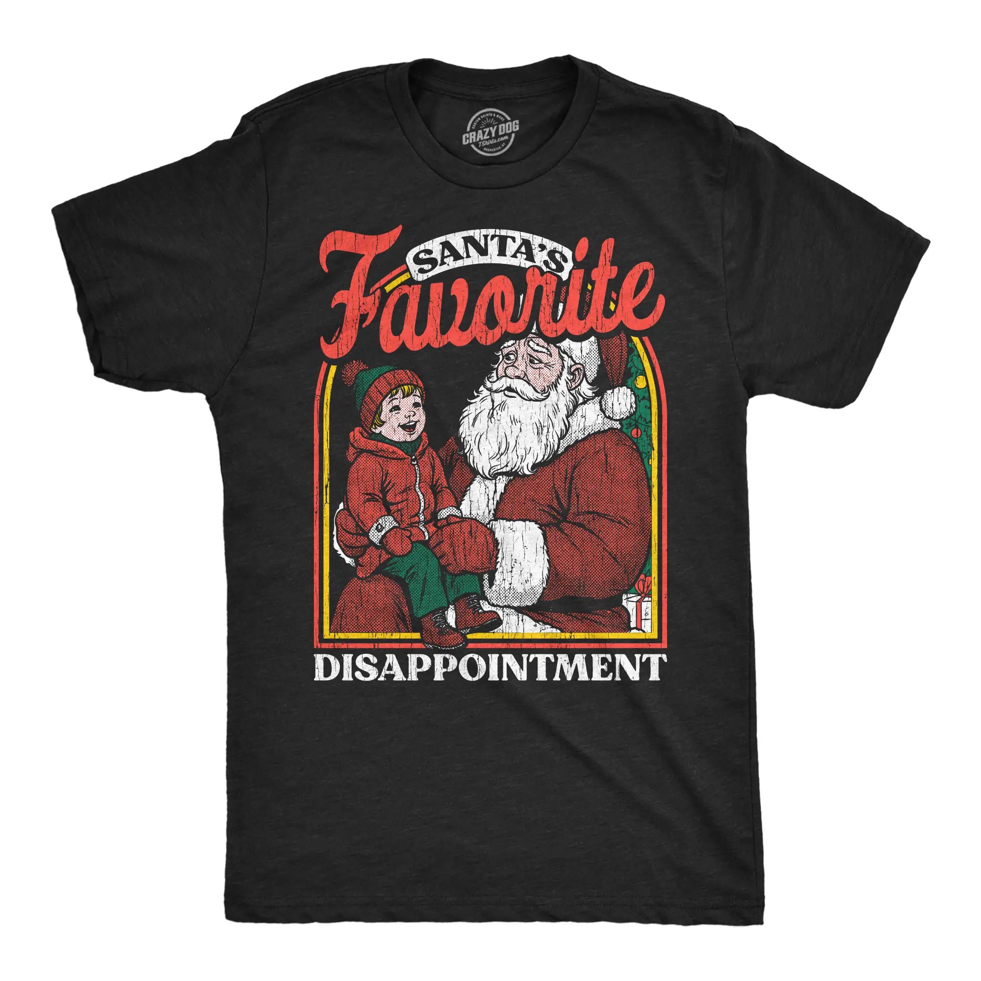 Mens Funny T Shirts Santas Favorite Disappointment Sarcastic Christmas Graphic Novelty Tee For Men Mens Funny T Shirts Cool Vintage Fashion T-Shirt Gift Classic Menswear Christmas Apparel for Men Novelty Tees Black -