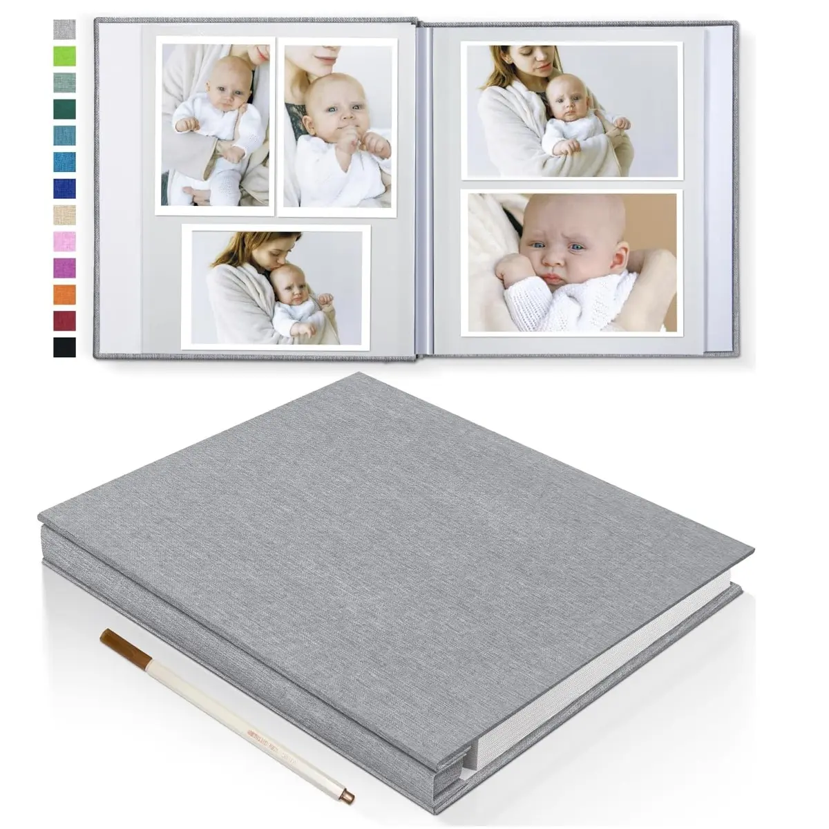Linen Fabric Photo Album Self-Adhesive Scrapbook Scrapbooking, Fits 2x3 4x6 5x7 8x10 Photos, DIY Crafts Album for Women Mothers Weddings Babies Family Travel Birthday Gifts