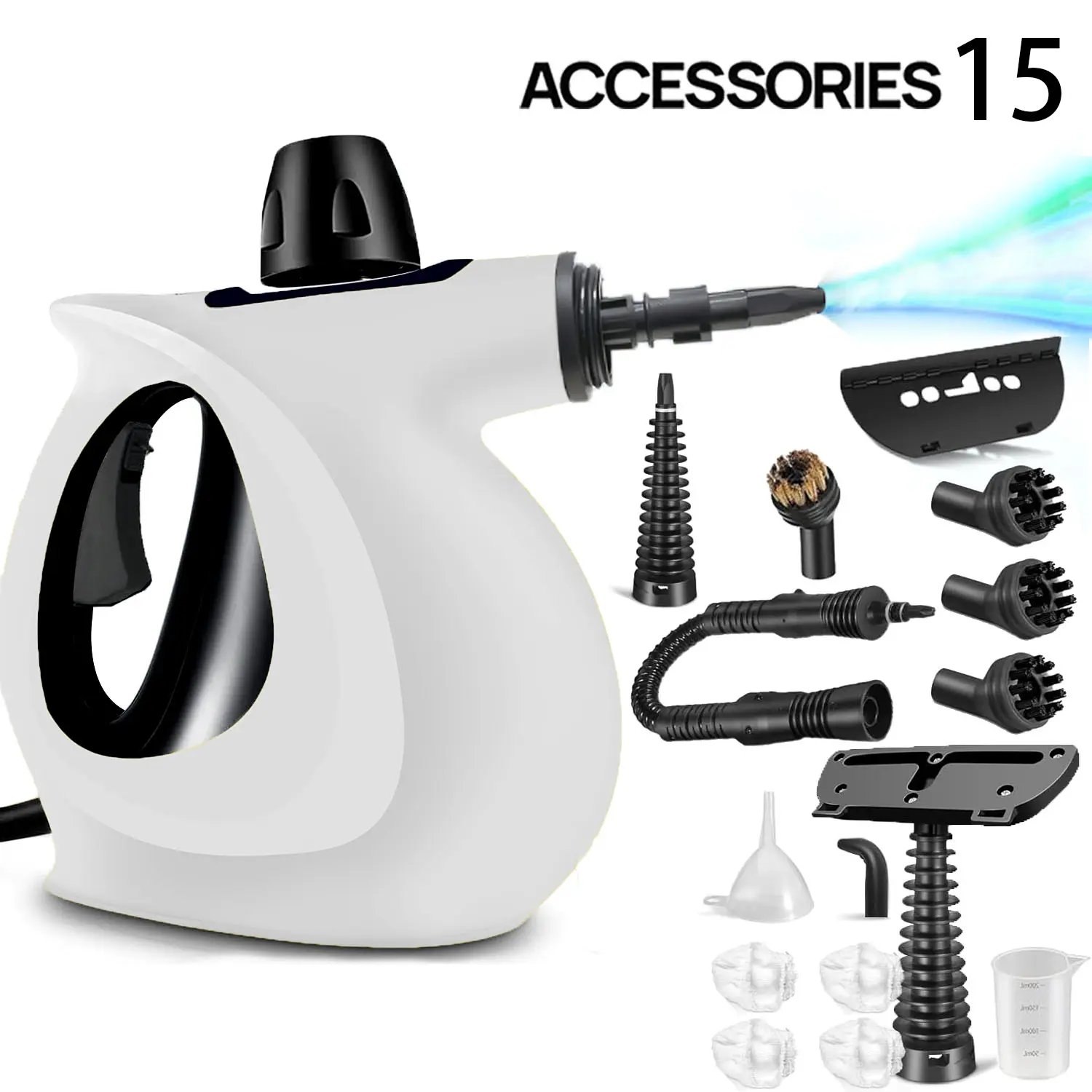 1200W Heavy Duty Handheld Pressurized Steam Cleaner with Safety Lock, 12 Interchangeable Tools, Multi-Purpose Electric Steamer for Kitchen, Bathroom