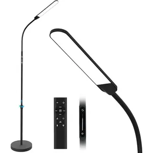 Led Floor Lamp,Modern Reading Adjustable Standing Height 4 Colors and Stepless Brightness Work Lamp for Living Room Bedroom Reading, Black