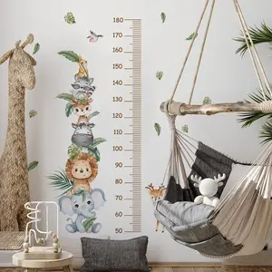 35.43 x 53.94 inches Jungle Animal Lion Elephant Cartoon Version Growth Chart for Kids Height Chart Ruler Wall Decor for Measuring Kids Boys Girls Wall Decals Stickers for Children Nursery
