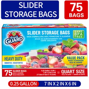 [Heavy Duty Slider Storage] 75/40/20 Count Heavy Duty Slider Storage Bags - Zippered Fresh-keeping Food Sorting Storage - for Fruit, Grain, Vegetable, Meat, Kitchen Organizers