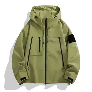 Unisex Outdoor Hooded Single-Layer Waterproof Windbreaker Jacket with Large Pockets, Adjustable Wind Cap, Zipper Closure, Suitable for Hiking, Camping, Travel - Casual Wear for Spring & Autumn, Durable Polyester Fabric