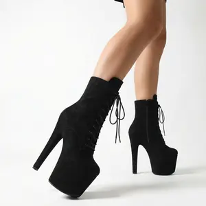 WUXIN H&P 8 Inch Pole Dance Boot Shoes, Exotic Stiletto Platform Heels