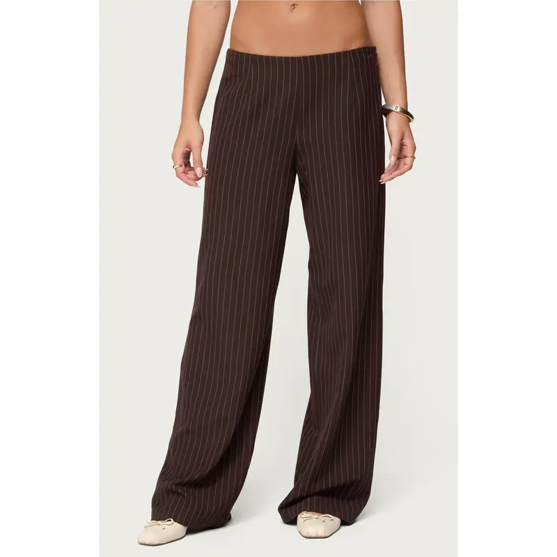 Edikted Women's Kerie Pinstripe Low Rise Wide Leg Trousers
