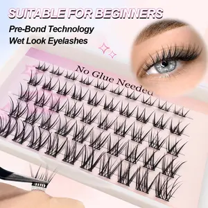 50 Cluster Self-Adhesive Eyelash Set, Korean Style Natural Look, No Glue Needed, Suitable for Daily Wear, Synthetic Fiber Lashes, Fluffy Eyelash Clusters