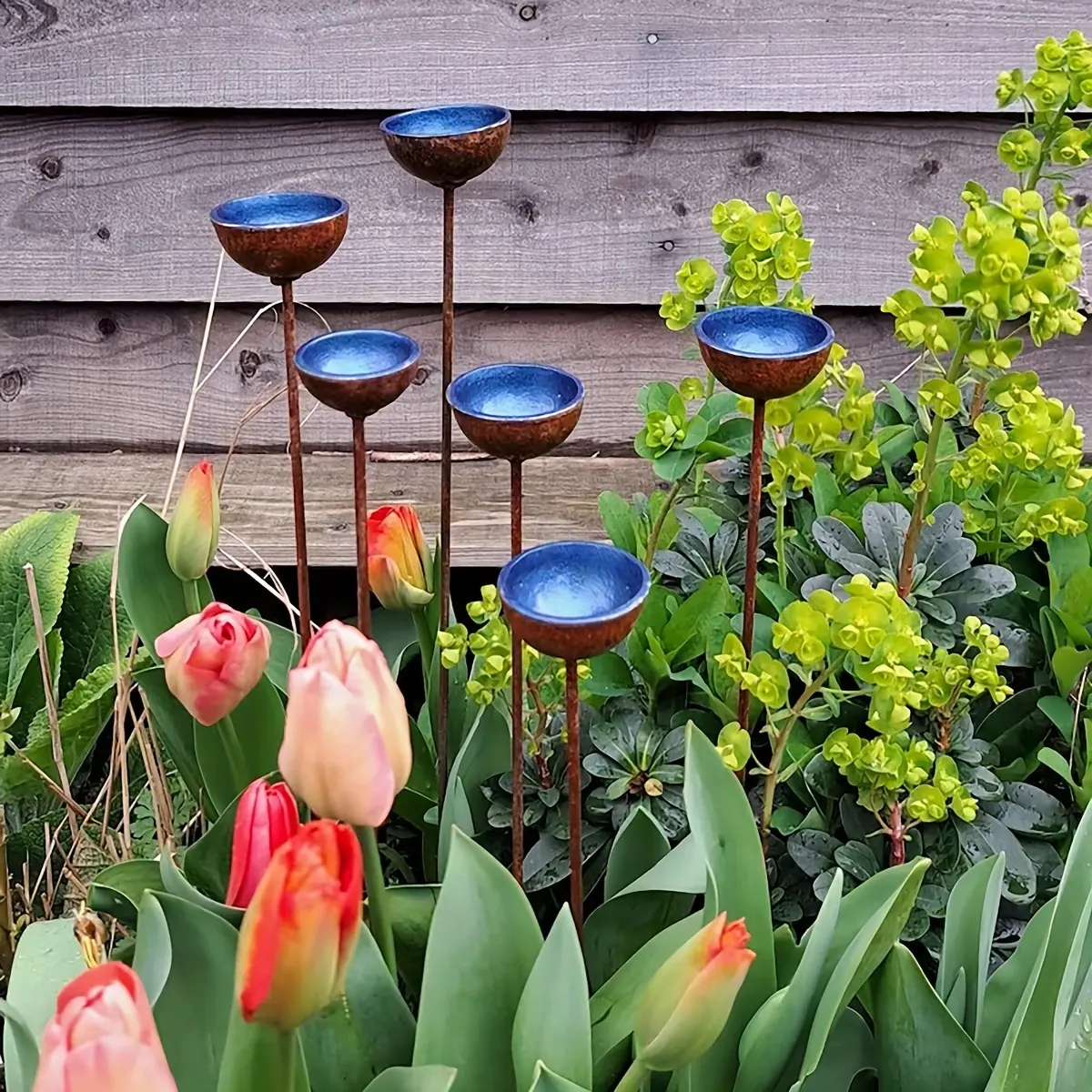 4pc, bee water station, bee water station, garden decoration ground insert, garden decoration, bee water station, a set of four, garden sculpture.