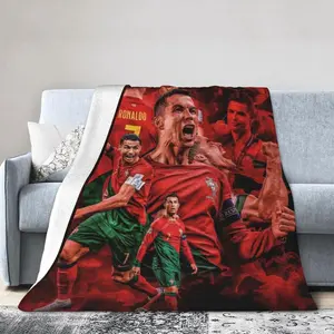 Soccer Blanket Player Ronaldo CR7 Throw Blanket, Soft Fuzzy Warm Stuff Throw Soccer Lovers Players Blankets for Sofa Couch Travel Office (Color 2, 50"x40")