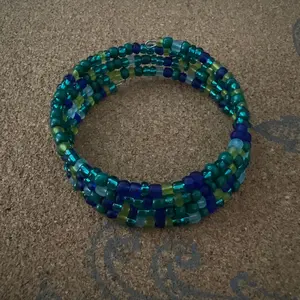 Blue/Green Memory Wire Wrap Bracelet