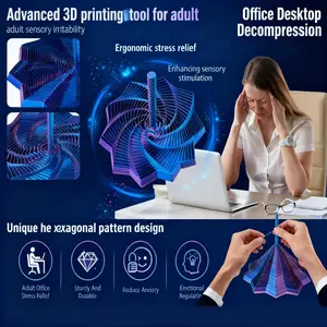 3D Printing Expanded Sensory Fidget Star Model Visual Illusion Honeycomb Whirling Spiral Star Shaped Toys for Stress Relief NONE