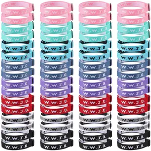 80Pcs Easter WWJD Bracelets Christian Gift What Would Jesus Do Adjustable Woven Wristbands Bulk Religious Jewelry for Easter Basket Stuffers Easter Egg Filllers Church Sunday School Prizes Easter Party Favors
