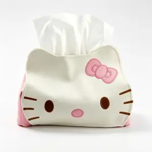 Sanrio Hello Kitty Leather Tissue Holder - Viral TikTok Kawaii Stylish Tissue Dispenser for Bedroom & Car (Home & Bathroom Supplies)