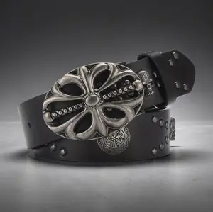 Bohemian Skeleton Belt - Riveted Punk Rock Hip Hop Y2K Grunge Unisex Style PU Leather Unique Edgy Look