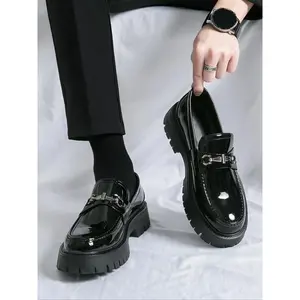 1 Pair Men's Business Solid Color Round Toe Slip-on Loafers, Trendy Thick-soled Leather Loafer Shoes for Daily Life, Fashion  Footwear  for Party, Daily Clothing Decor, Party Shoes