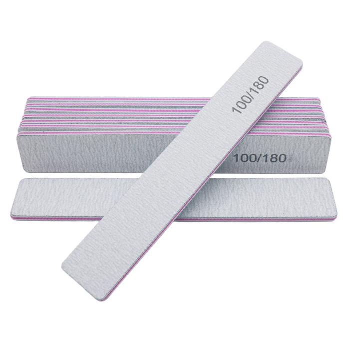 5count Precision Gray Emery Boards 100/180 Grit, Professional Salon Grade for Acrylic & Gel Nails, Ergonomic Firmness & Dual Grip for Precise Filing, Durable Reusable Manicure Tools  Salon Grade Nail Files for Acrylics / Ergonomic Dual Grip