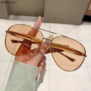 Sunglasses, Retro Frog Shaped Double Bridge Metal Temple Polarized Shades With UV Protection, Lightweight Adjustable Eyewear For Beach Parties, Outdoor Sports And All-Season Summer Outings
