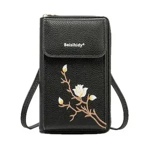 Women's Embroidered Crossbody Bag 2025 New Large Capacity Dual Use Wallet Phone Bag