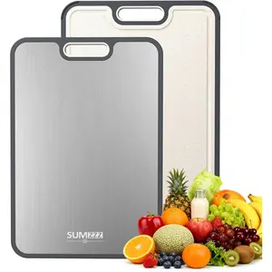 Titanium Cutting Board for Kitchen, Cutting Board Double Sided Food Grade, Pure Titanium/PP, Easy to Clean Large Size 16”×11”