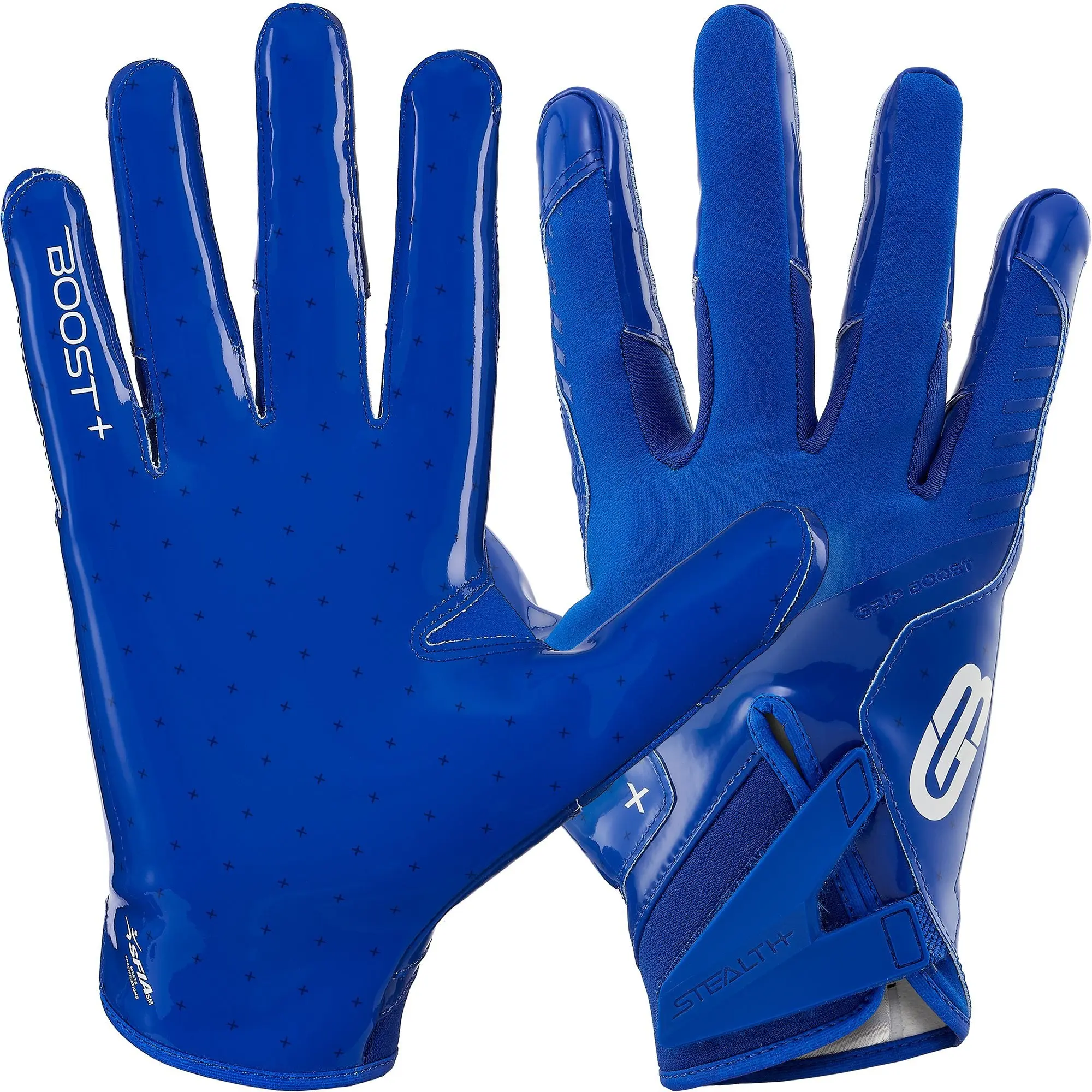 Grip Boost Solid Blue Stealth 6.0 Boost Plus Football Gloves Grip Boost Solid Blue Stealth 6.0 Boost Plus Football Gloves