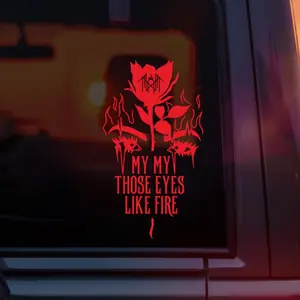 My My Those Eyes Like Fire Sleep Token Vinyl Car Decal, Take Me Back to Eden Song Lyric  Aesthetic Band Sticker for Cars, Laptops & Water Bottles, Perfect Gift for Worship Fans, Alt Girls, Metalheads & Alternative Music Lovers, Durable Weatherproof Decal