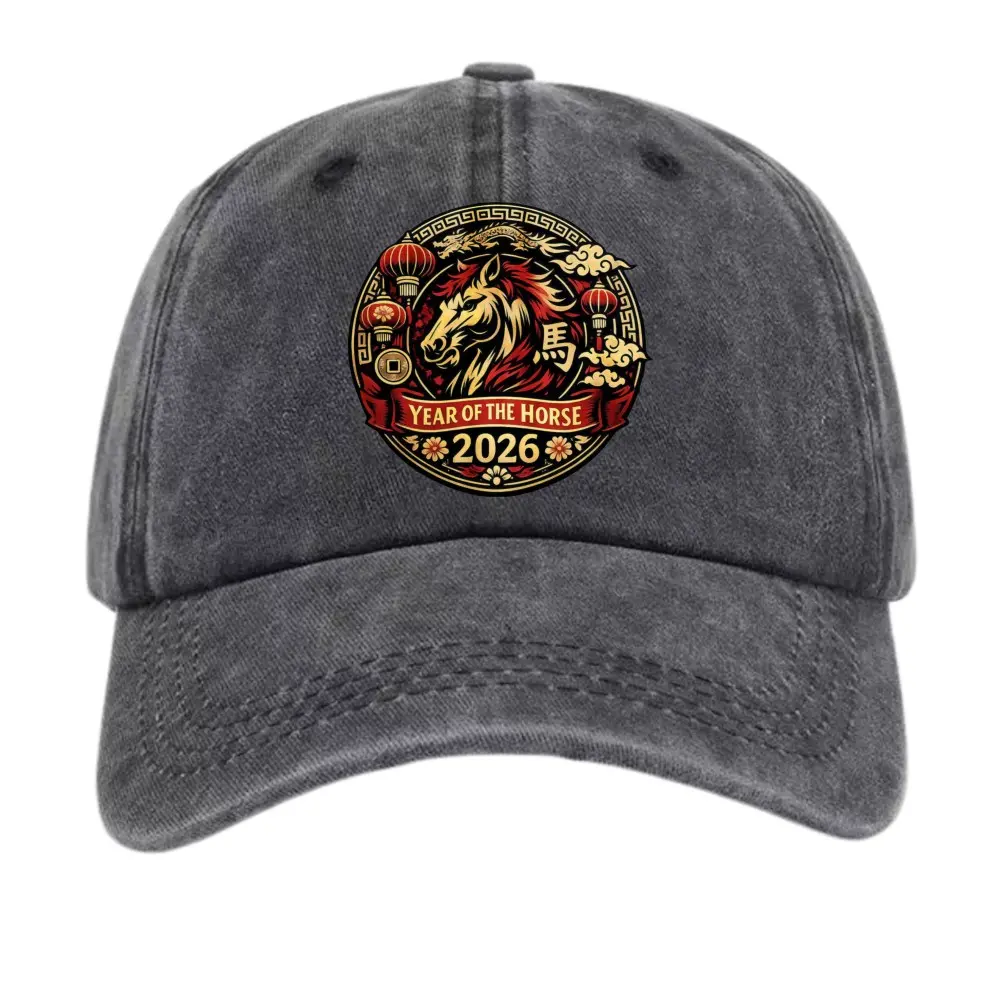 2026 Year of the Horse Chinese Zodiac Baseball Cap Adjustable Lunar New Year Hat