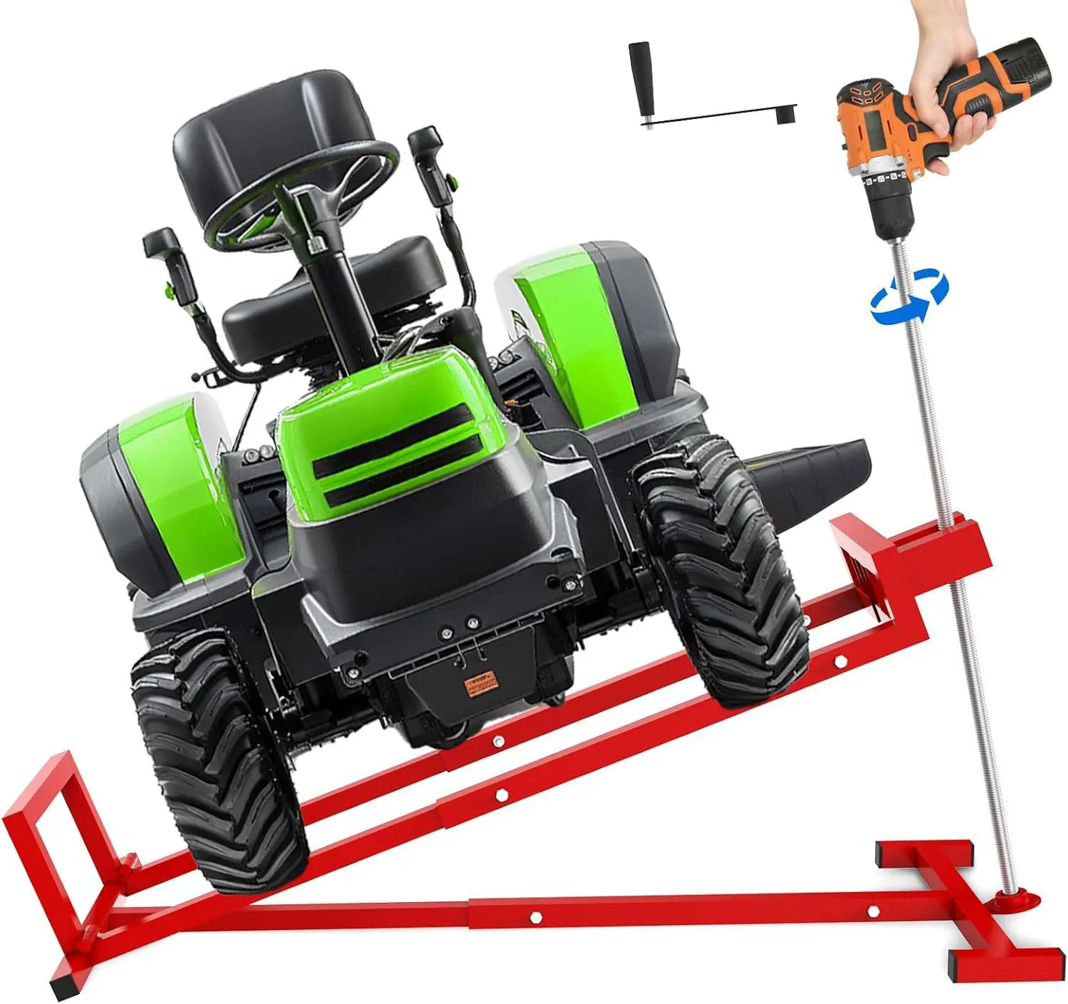 Donext Manual Mower Lift Jack - 800 lbs Capacity, Portable 45° Tilt, Folds Flat, Mower Repair Tool for Garden Tractors & 0-Turn Models, Green/Red DIY Lift (yes, none)