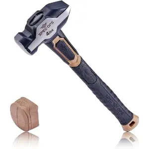 Blacksmith Hammer 4 lb Sledge hammer with Removable Soft Mallet Cap & Bi-Material Shock Absorbing Vibration Dampening Handle, 3% Donated to Veterans, Black/Tan