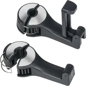 Upgraded 2 Pack Car Headrest Hidden Hook 2 in 1 Car Seat Hooks with Phone Holder for Purse, Backpacks,Toys,and Even Bottle Storage Organizer (Silver)