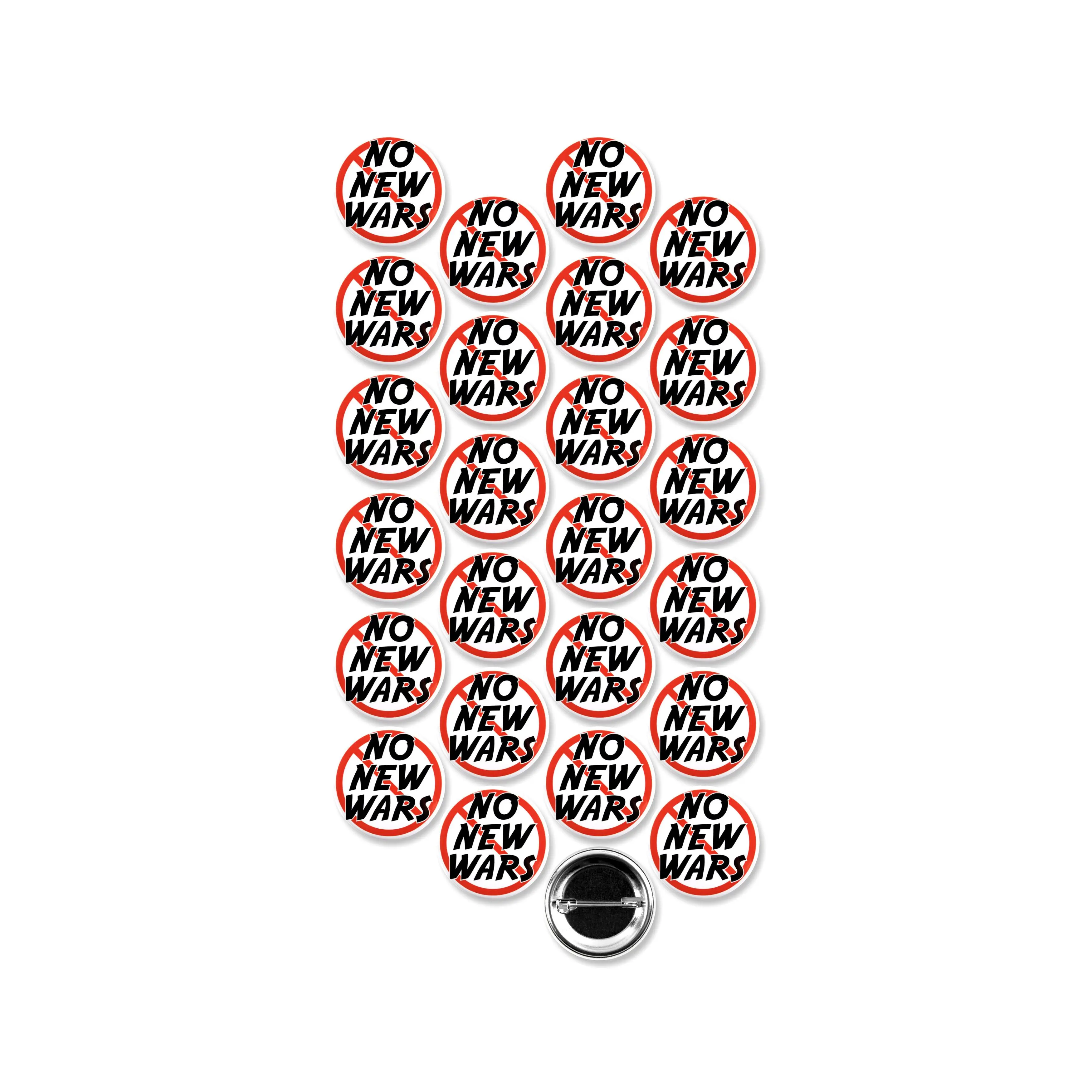 25 Pack - No New Wars Political Activism And Protest Pinback Button Badges - 1.5 Inch