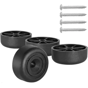 4 Pack 1/2 Inch Black Plastic Round Tapered Screw-in Furniture Legs, Replacement Legs for Couch, Sofa, Table and Other Furniture