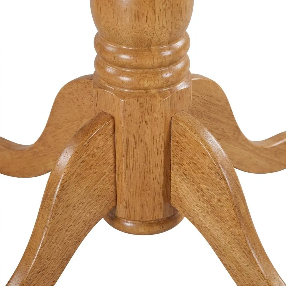 Traditional Durable Solid Wood 3-Piece Round Drop-Leaf Compact Kitchen Nook Set with Slatted Chairs and Reinforced Joinery