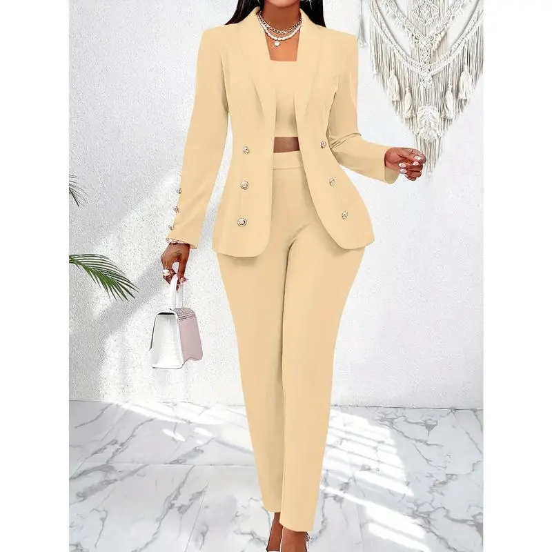 [Office Style] Women's Suit  Three-Piece Set  Button Solid