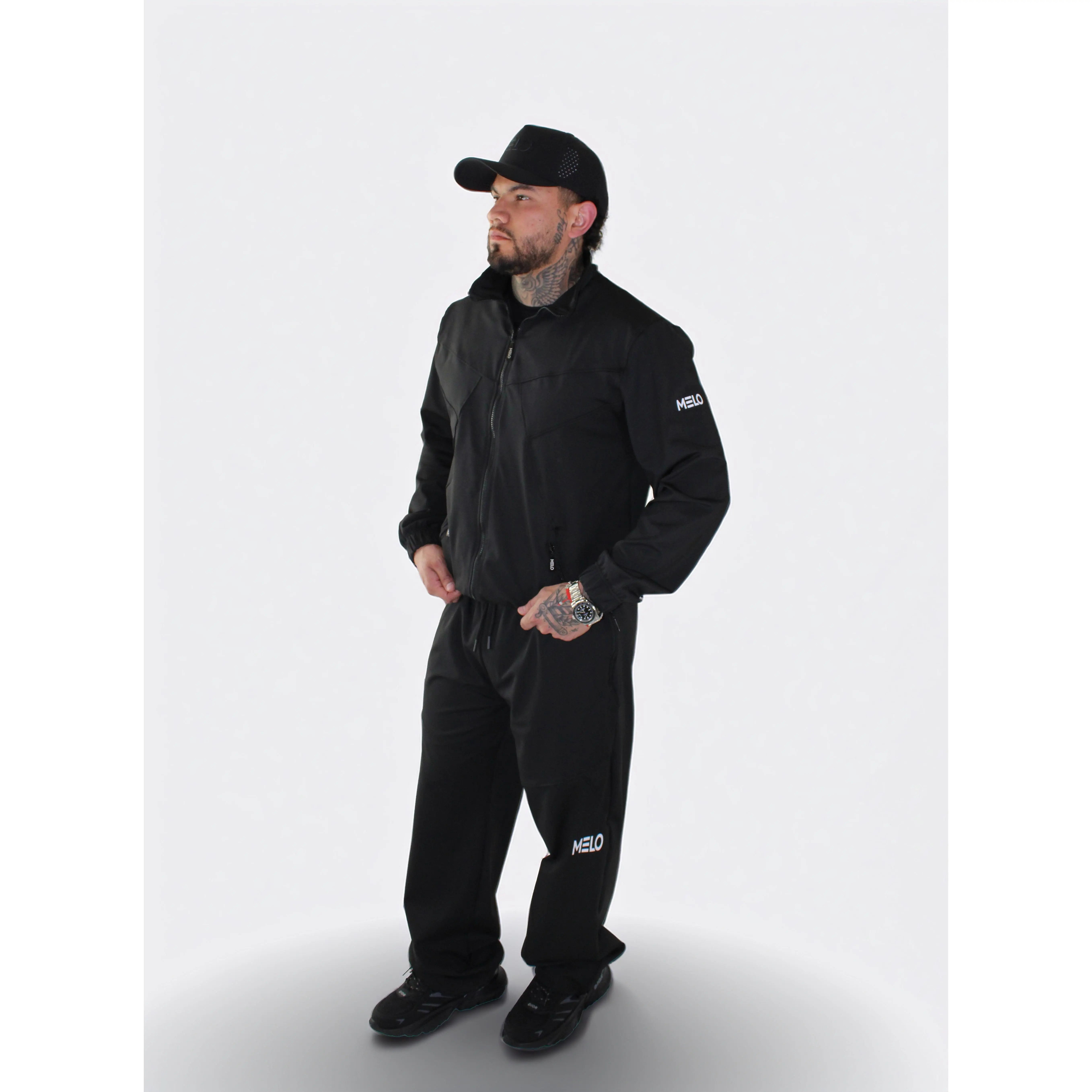 Male Fitted Lightweight Athletic Zip-Up Long Sleeve Tracksuit Jacket - 2 Piece Elastic Polyester Fiber Fitness Enhancing Men's Tracksuit Set, Breathable, Advanced Stretch Recovery, for Casual Wear, Workouts, Polyester Blend, Zip-Up Front