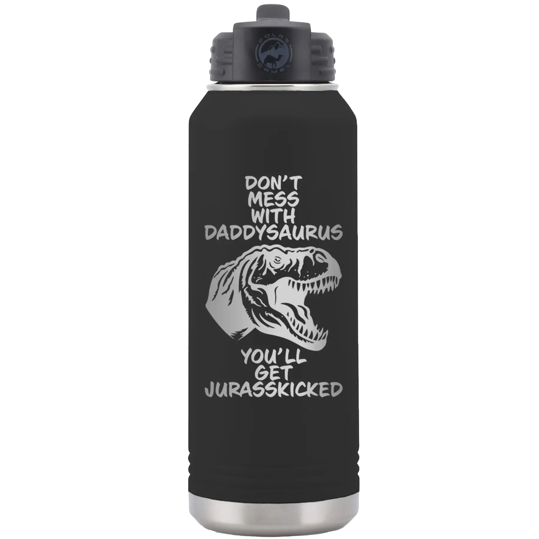 Personalized Daddysaurus 32 oz Water Bottle - Black