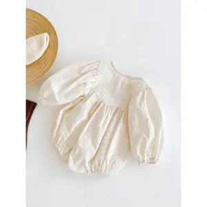 (New)Spring & Fall Newborn  Girls Floral Long Sleeve Bodysuit, Cute Round Neck Cotton Romper for Infants, Adorable Onesie for Crawling,  Clothes Girl baby