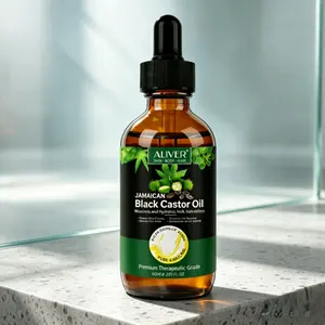 ALIVER Cold Pressed Jamaican Black Castor Oil (60ml) - Deep Conditioning Hair Oil for Curly, Dry, Damaged Hair, Brow & Lash Care